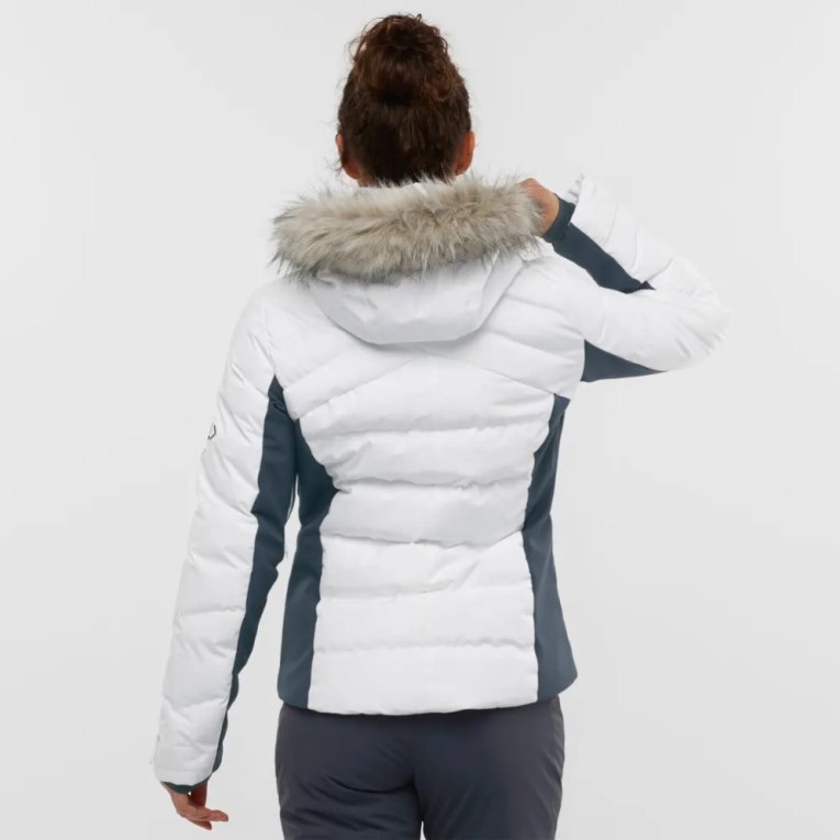 White Salomon Stormcozy Insulated Hoodie Women's Ski Jackets | IE TO9318